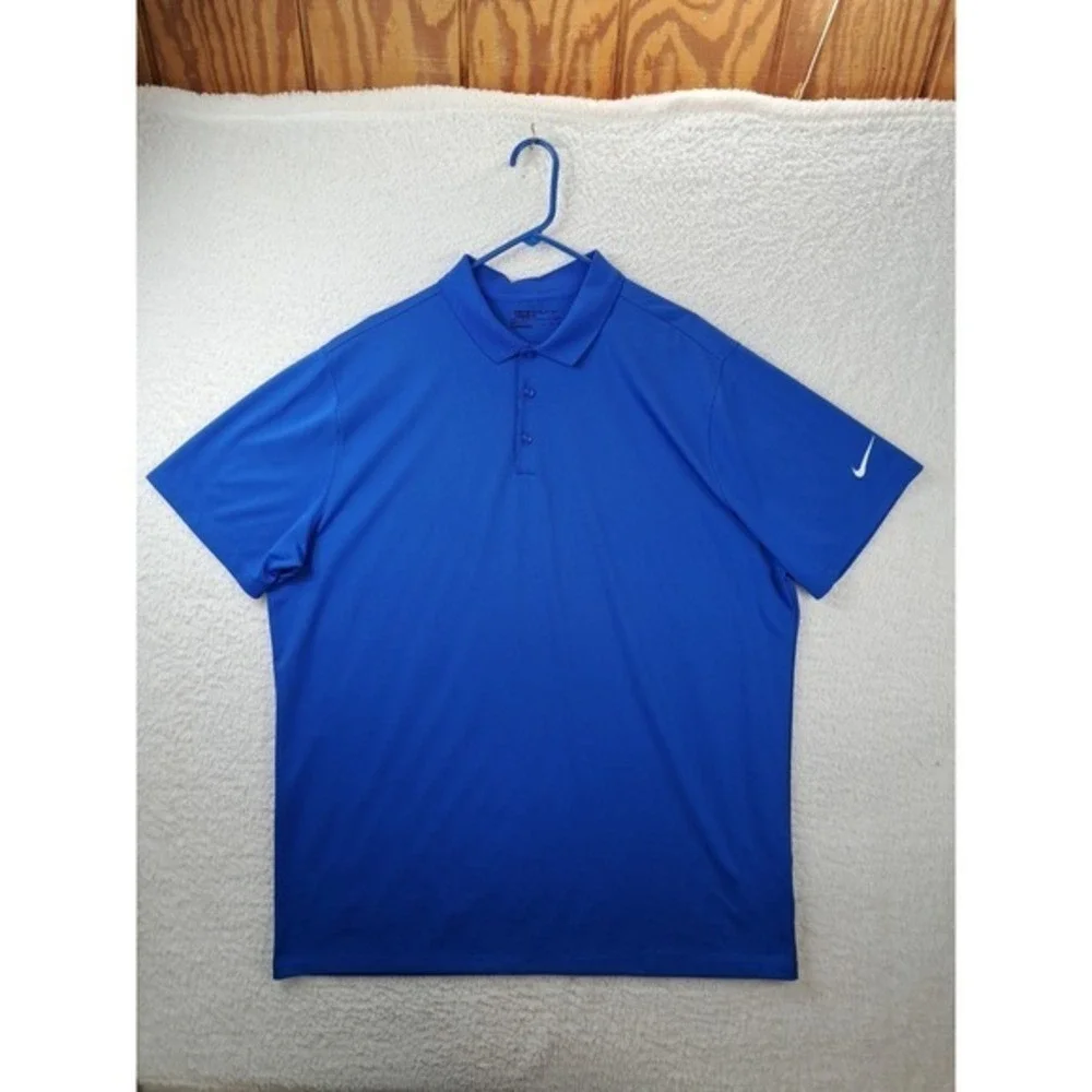 Nike Golf Dri Fit Polo Shirt Mens Size XXL Blue Swoosh